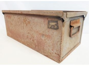 Vintage MCM Industrial Metal Oblong Box