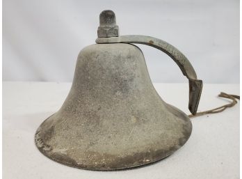 Vintage Brass Wall Mount Dinner Bell - With Light Colored Patina Throughout