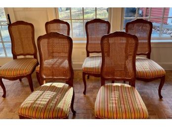 Trouvailles Louis VX Cane Back Upholstered Seat Dining Chairs (6)
