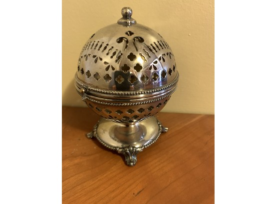 Wilcox Silver Company:  Silver Ball Dish With Hinged Lid