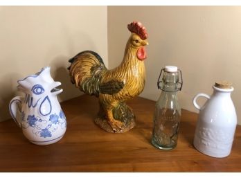 Farmhouse Decor - Chickens And Milk Bottles