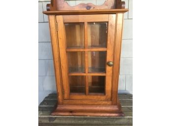 Vintage Wooden Curio Cabinet With Two Glass Shelves