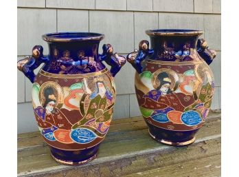 Set Of Two Japanese Vases - Satsuma-Style