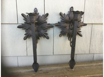 Pair Of Vintage Wall-Mounted Candlestick Holders - Unique!