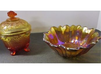 Lot Of Vintage Orange/Amber Glass