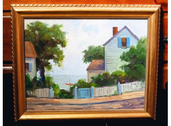 G. Haraden (20th -32st C) Rockport Streetscape With Ocean View