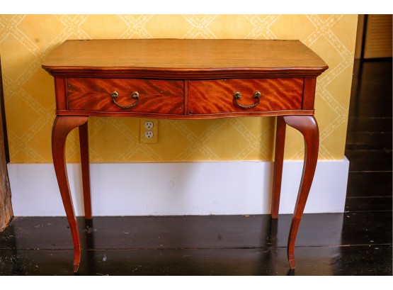 (19th C) Serpentine Front (2) Drawer Lady's Dressing Table