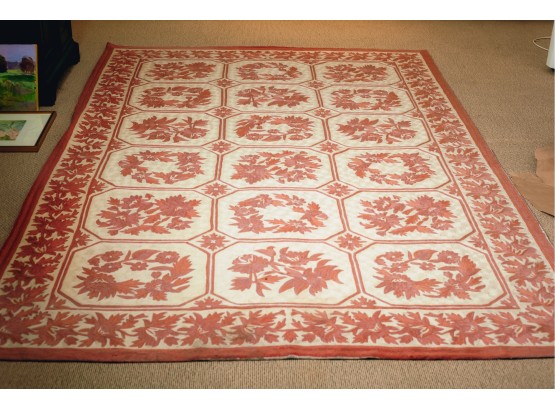 Room Sized Chain Stitch Rug With Floral Pattern