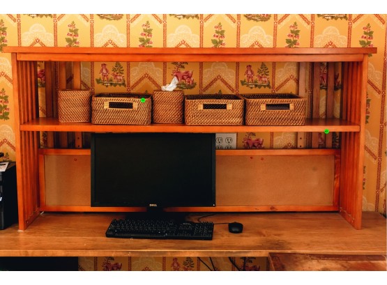 Maple Hardwood Desk Top Of Shelves And Cork Board