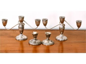 (2) Pair Of Weighted Sterling Silver Candlesticks