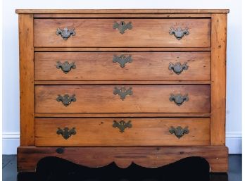 (19th C) Chippendale (4) Drawer Hard Pine Chest