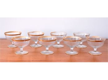 (8) Glass Sherbet Cups With Gold Rims