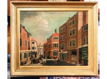 (19th C) Painting Of A Downtown Marketplace