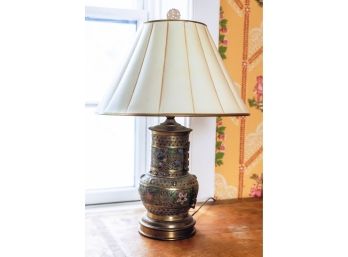 Chinese Brass Champleve Table Lamp