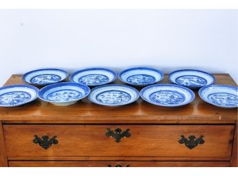 (9) Canton Blue And White Plates