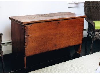 (19th C)  Six Board Chest With Boot Jack Ends