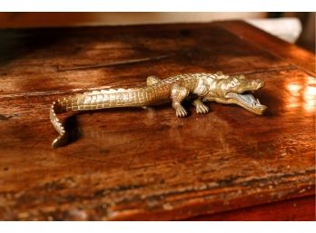 Impressive Cast Brass Crocodile