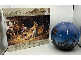 Nativity Lighted Ball & Schleich Nativity New In Box