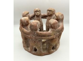 Terra Cotta Circle Of Friends Candle Holder