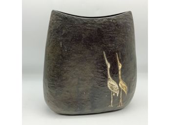 Very Heavy And Very Beautiful Bronze Colored  Metal Vase