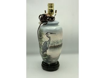 Gorgeous Blue Heron Lamp- Hand Painted
