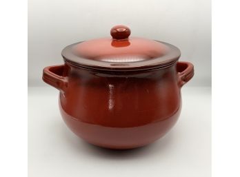 Beautiful Red Pottery Covered Casserole