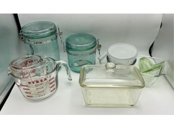 Glassbake Covered Casserole, Pyrex Measuring  Cups & More