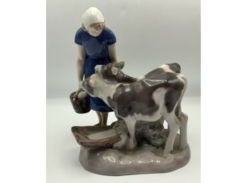Bing & Grondahl Figurine ~ Axel Locher ~ Girl With Calves Porcelain Figurine #2270