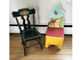 Vintage Ebersol's Child's Chair And Whinney The Pooh Step Stool