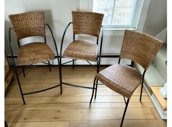 3 Rattan Chairs ~ 2 Bar Height ~