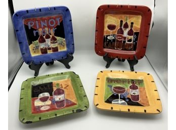 4 Wine Decorative Plates  - Jennifer Brinley