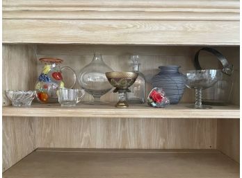 Assorted Glassware On Breakfront
