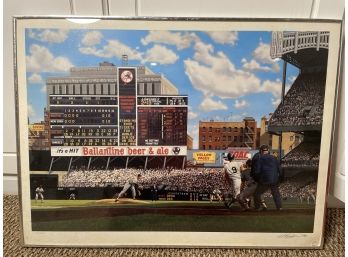 Bill William Purdom Signed Lithograph Of Roger Maris 61st Home Run 411/600