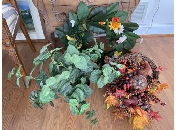 Artificial Flowers, Fall Bouquet, Spring Wreath And Artificial Greenery