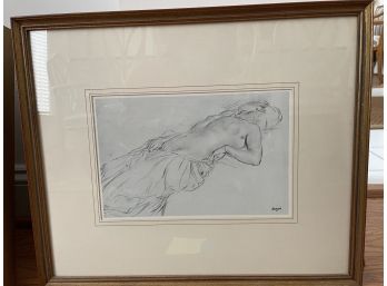 Edgar Degas Sketch/ Drawing Naked Woman Lying On Her Back 15.75x19