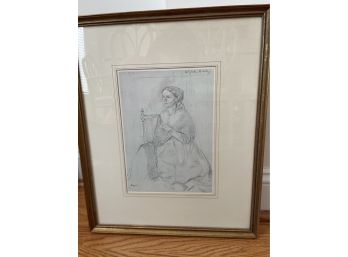 Edgar Degas Sketch/ Drawing  Mrs. Julie Burley Circa 1867 15.75x19