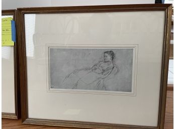 Edgar Degas Sketch Drawing Woman Laying On Lounge Chair 15.75x19