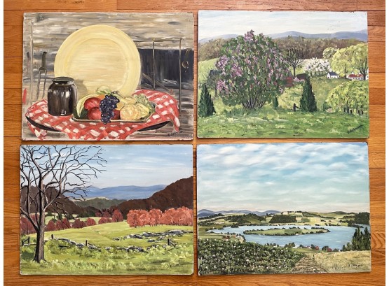 A Series Of Early Oil On Board Paintings By Elaine Johnson