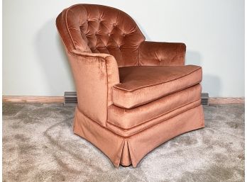 A Vintage Tufted Velvet Arm Chair