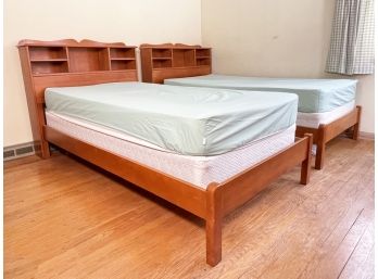 A Pair Of Mid Century Maple Twin Bedsteads