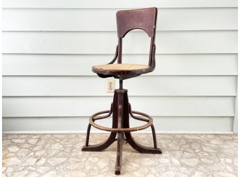 An Antique Bentwood Switchboard Operators Stool, C. 1920's