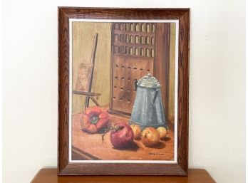 A Vintage Still Life Oil On Board, 'Country Kitchen 1971' By Elaine Johnson