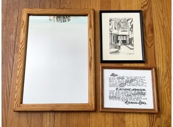 A Mirror And Small Framed Artwork