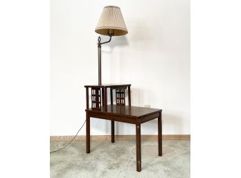 A Mid Century Step Up Side Table And Lamp Combo