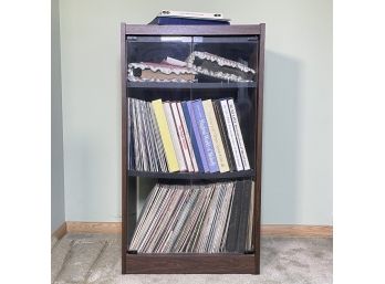 A Vintage Record Cabinet And Large Record Collection