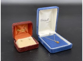 Vintage Ladies' Diamond Earrings And Necklace