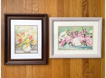 A Pair Of Framed Watercolor Prints By Elaine Johnson