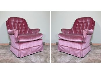 A Pair Of Fabulous Vintage Velvet Tufted Arm Chairs
