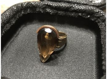 Large Teardrop Gemstone Set In 14k Gold Band Ring