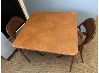 Vintage Folding Table And 2 Folding Chairs